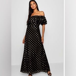Black w/gold dots maxi dress